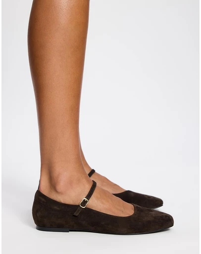 AERE - Suede Buckle Ballet Flats