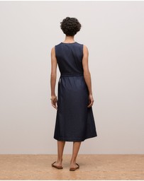 Trenery - Denim Sleeveless Wrap Dress in Indigo Rinse