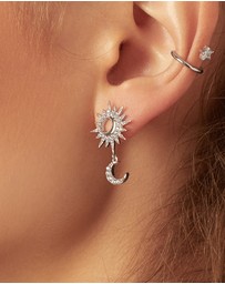 Wanderlust + Co - Sunlit Crescent Silver Drop Earrings