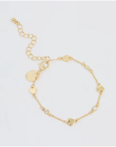 Lovisa - Gold Plated Cubic Zirconia & Heart Bracelet