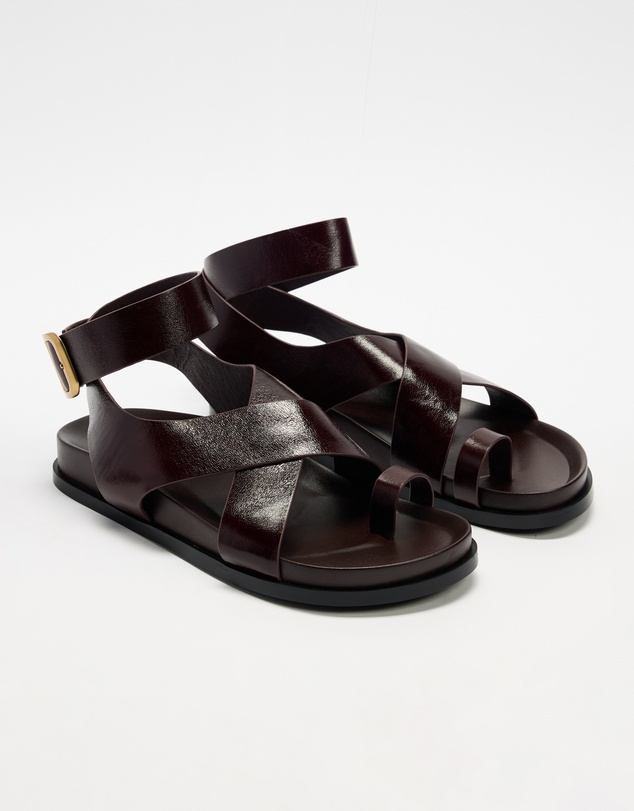 AERE - Leather Crossover Footbed Sandals