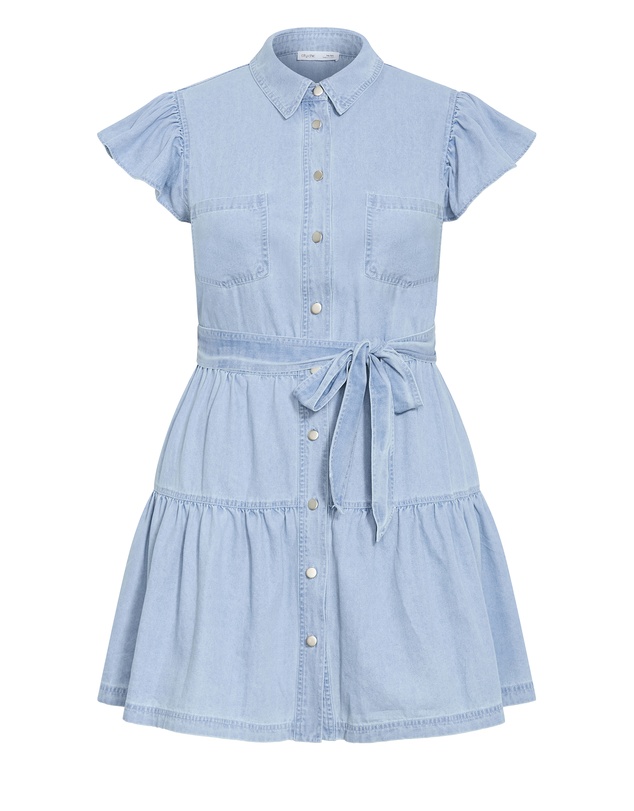 City Chic - Plus size Kelise Denim Mini Dress - light wash