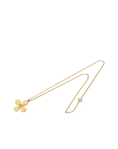 Pre-Loved by Azura Reborn - Pre-Loved Gold Plated CC Crystal Clover Pendant Necklace