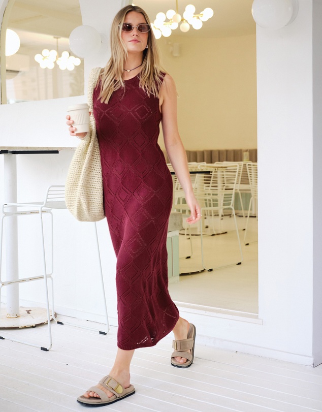 Ceres Life - Daisy Diamond Knit Midi Dress
