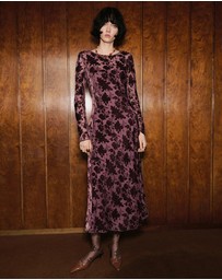 M.N.G - Floral Jacquard Dress With Bell Sleeves