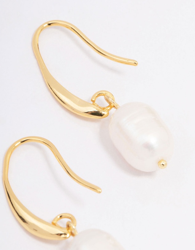 Lovisa - Gold Plated Freshwater Pearl Medium Hook Drop Earrings
