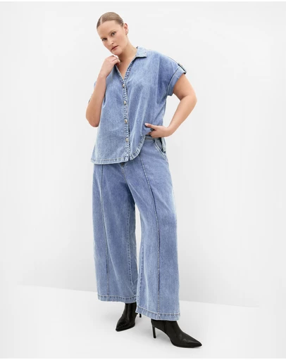 City Chic - Tilly Cotton Denim Shirt