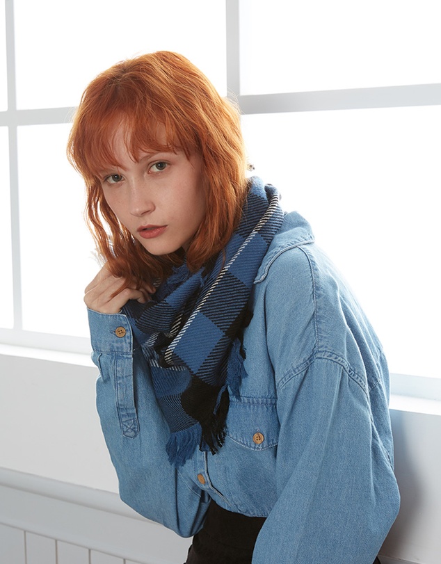 Ozwear Connection Uggs - Ugg Fringed Check Wool Scarf Blue and Check