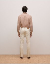 Trenery - Cotton Garment Dyed Twill Pant in Stone