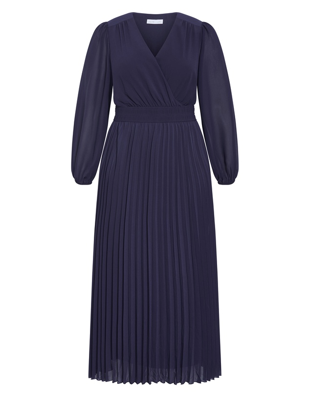 City Chic - Plus size Georgina Pleat Maxi Dress - navy