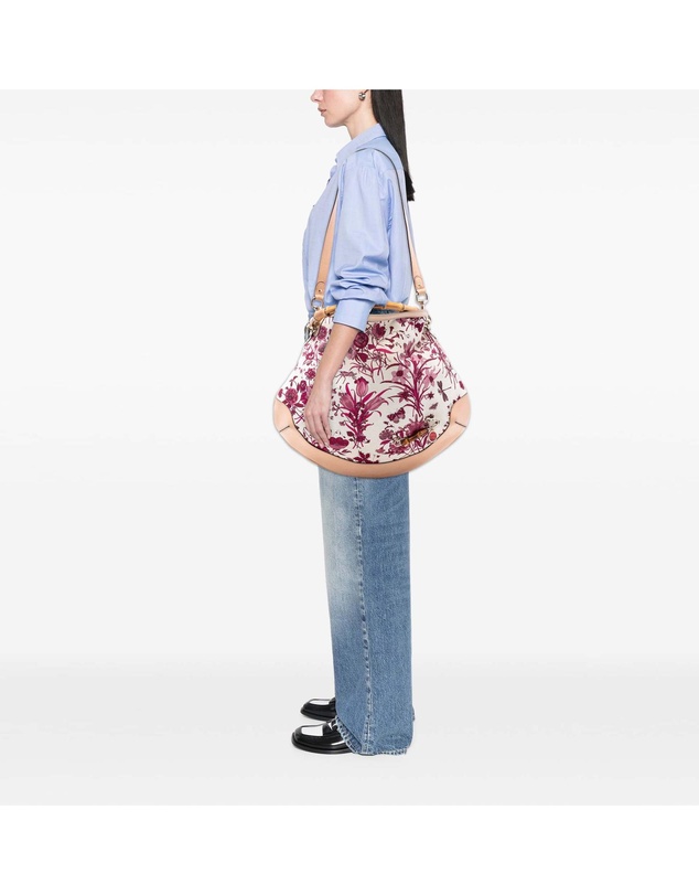 Pre-Loved by Azura Reborn - Pre-Loved Canvas Floral Peggy Bamboo Hobo