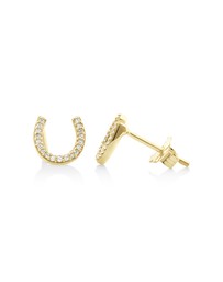 Michael Hill - Mini Horseshoe Earrings with Diamonds in 10kt Yellow Gold
