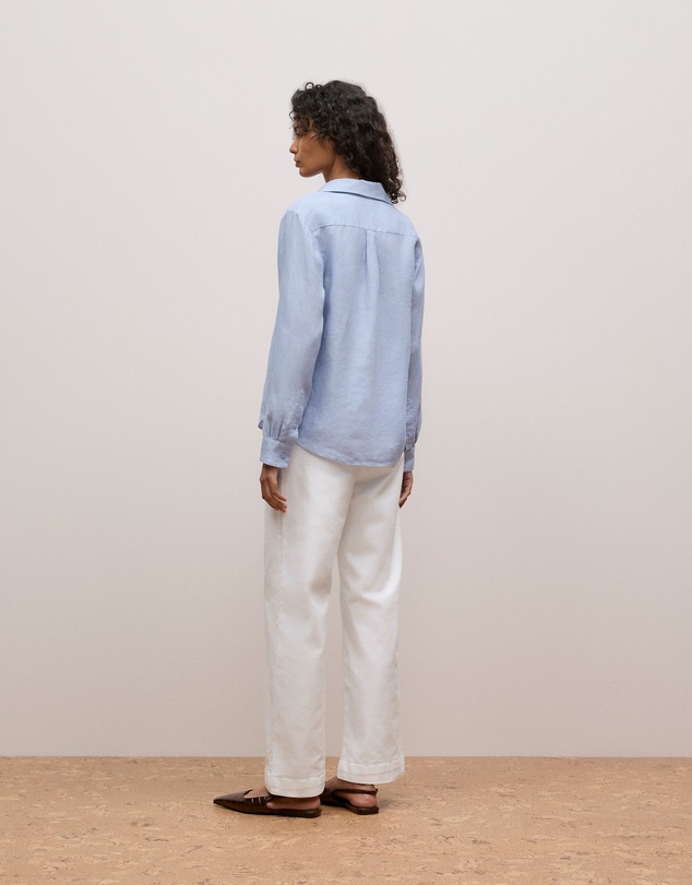 Trenery - Delave Linen Long Sleeve Shirt in Chambray