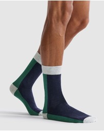 Ambra - Ambra Men's Two-Tone Crew Sock 3 Pair Pack
