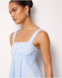 AERE - Quinn Embroidered Linen Maxi Dress