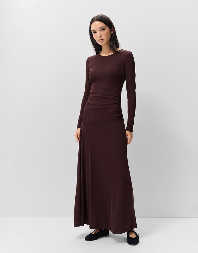 UNISON - Ruched Mesh Long Sleeve Dress