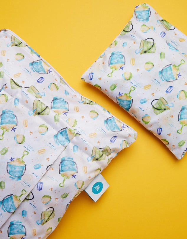 itti bitti - Large and Small Double Pocket Wetbag - Sandcastles