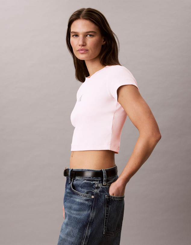 Calvin Klein Jeans - Monogram Logo Ribbed Baby Tee