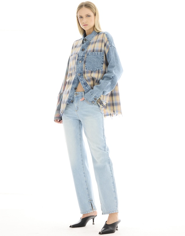 THE TALES - Denim And Check Cotton Shirt