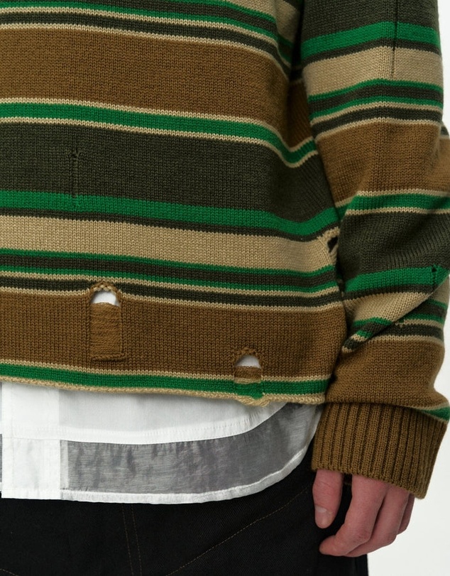 Andersson Bell - Double Layered Stripe Half Zip-Up Sweater