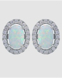 Georgini - Georgini Opal Glow Blackwattle White Created Opal Silver Earrings