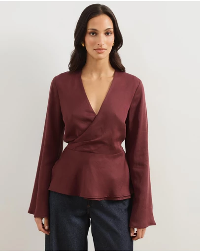 Atmos&Here - Mabel Wrapped Bell Long-Sleeve Top