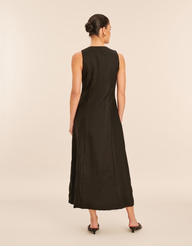 AERE - Linen Button Down Midi Dress