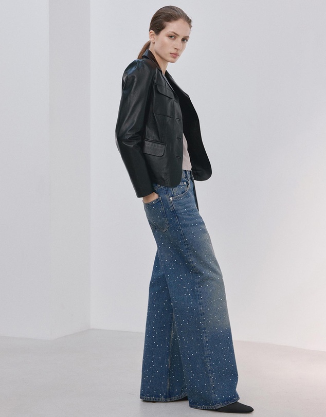 M.N.G - Wide-Leg Jeans With Rhinestones