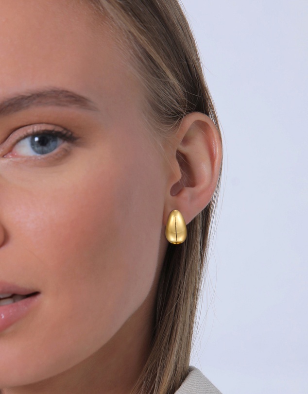 Elli Jewelry - Earrings Stud Drop Chunky in 925 Sterling Silver Gold Plated