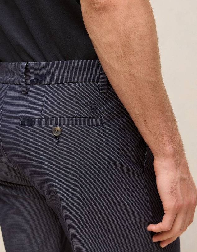 Trenery - Yarn Dyed Cotton Stripe Short in Navy