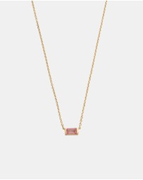 Kirstin Ash - Baguette Birthstone Necklace October Pink Topaz