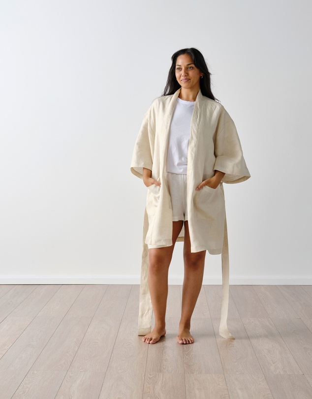 Linen House - Nimes Pure Linen Short Robe