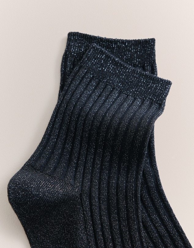 Trenery - Metallic Rib Crew Sock in Night Sky
