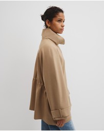 Country Road - Wool Blend Tailored Funnel Coat
