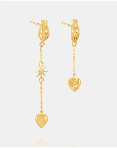 Rachel Jackson - Love Story Asymmetric Drop Earrings Gold