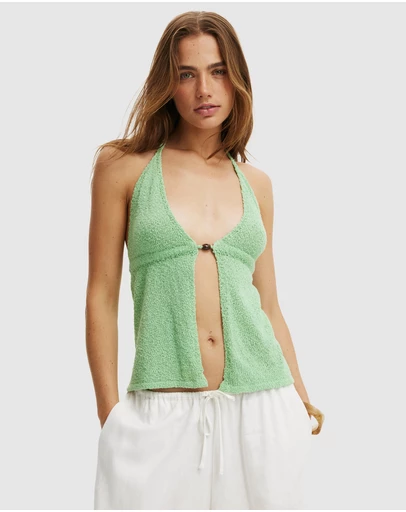 Cotton On - Textured Tie Front Knit With Bead Top