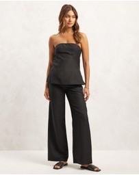AERE - Linen Blend Wide Leg Pants