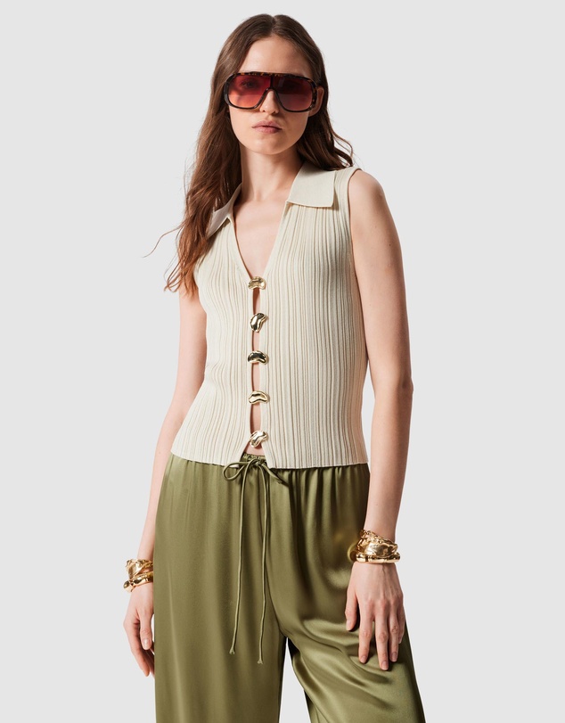 & Other Stories - Rib-Knit Collar Tank Top