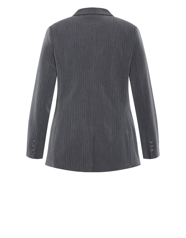 City Chic - Plus size Cora Blue Stripe Blazer - grey