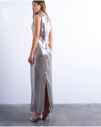 TOPSHOP - Metallic Midiaxi Dress With Silver Hardware