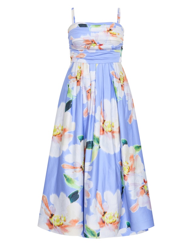 City Chic - Plus size Rosalee Sleeveless Print Maxi Dress - sky blue