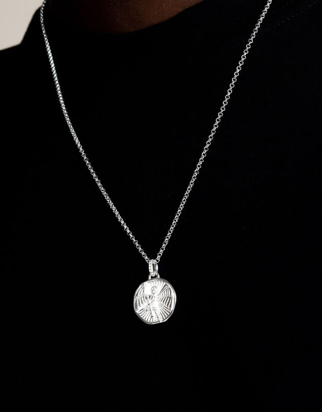 Dower & Hall - Men's St. Michael Talisman Necklace In Sterling Silver