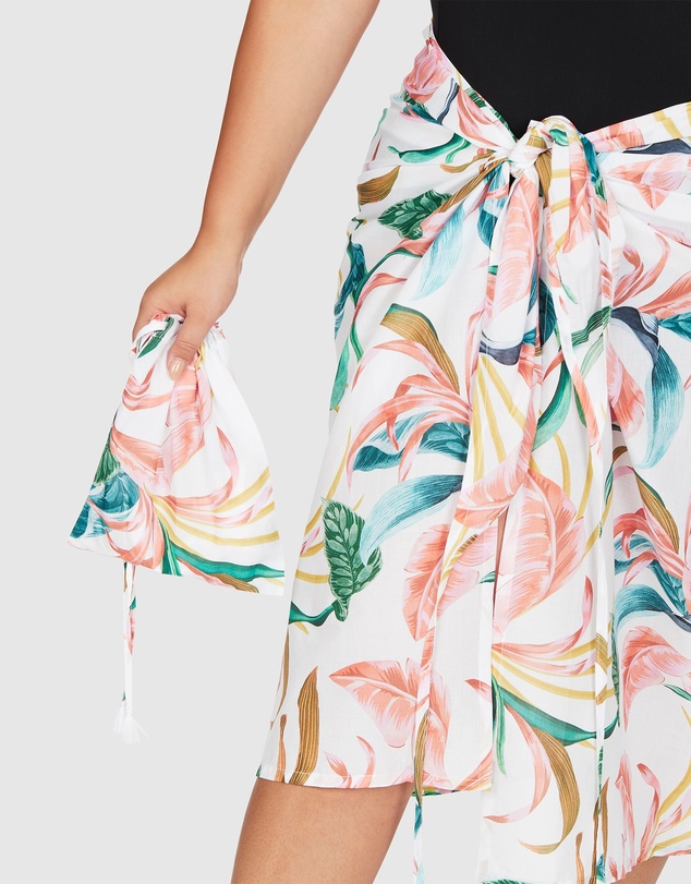 Artesands - April Spritz White Bach Sarong With Bag