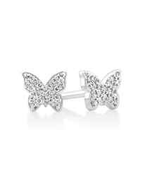 Michael Hill - Mini Butterfly Earrings with Diamonds in Sterling Silver