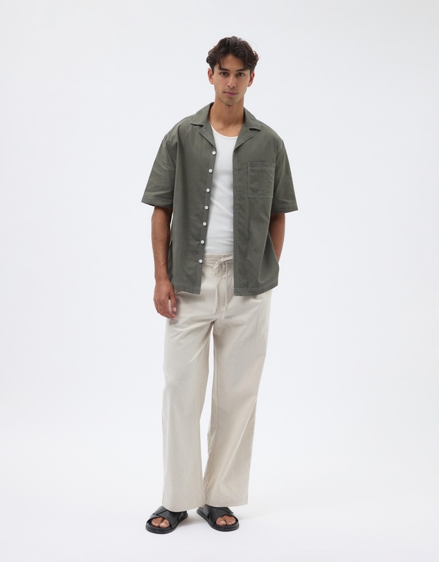 AERE - Linen Blend Tie Waist Relaxed Pants
