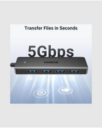 Ugreen - UGREEN 4 Port USB 3.0 Hub Satin Black