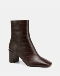 Wittner - Lean Croc Embossed Leather Ankle Boots