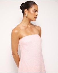 AERE - Quinn Embroidered Linen Midi Dress