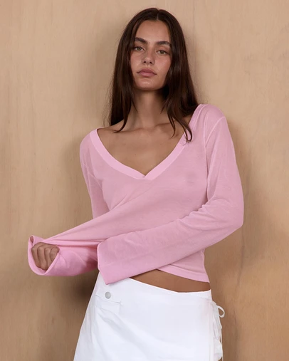 Pinky & Kamal - Knit LS V-Neck Jersey