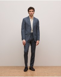 Trenery - Cotton Wool Blend Blazer in Navy